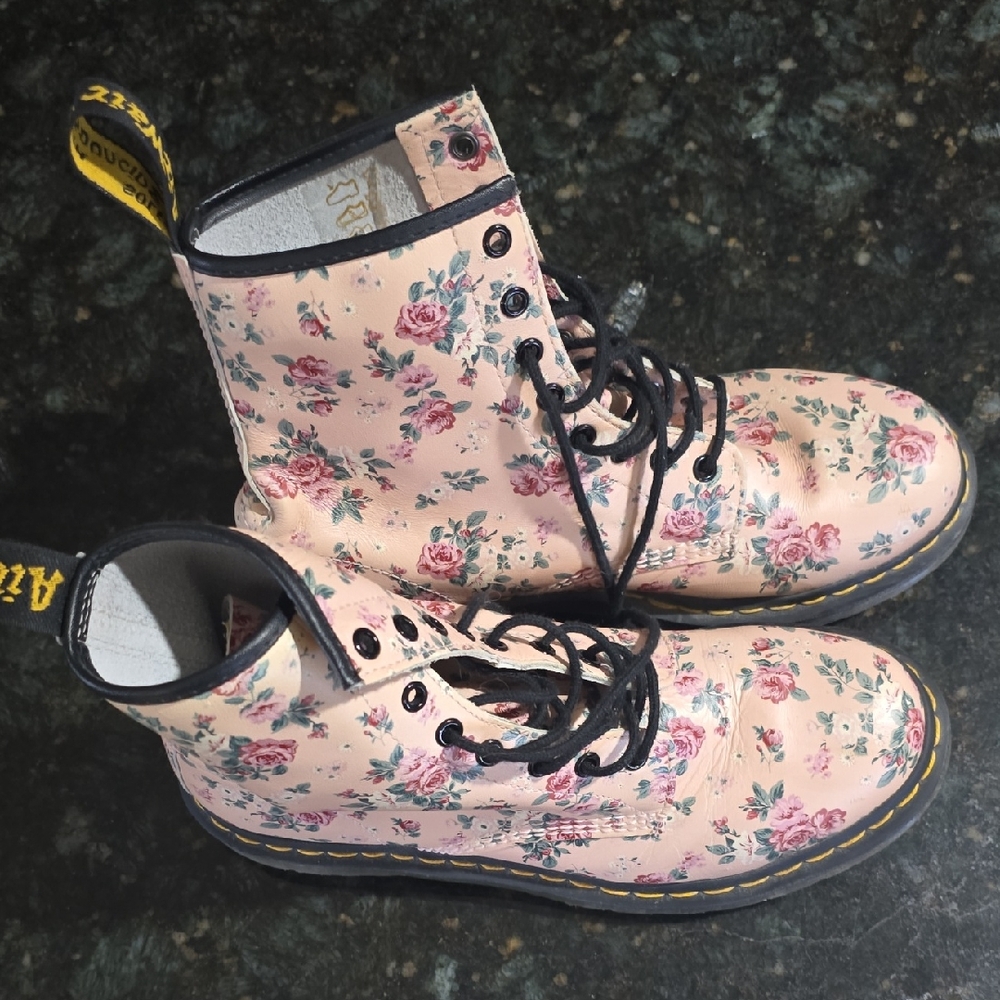 Dr. Martens Pink Floral Combat Boots